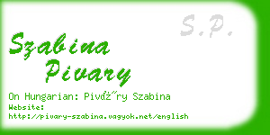 szabina pivary business card